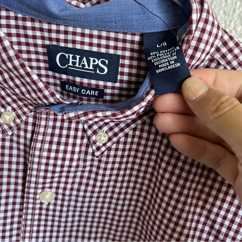 Mens Chaps Button Down Collared shirt size large plaid shirt NWT - Picture 4 of 6